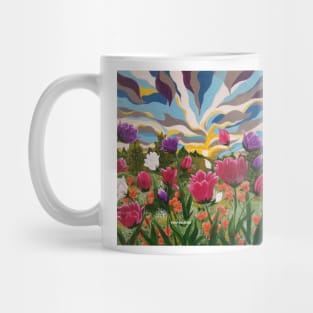 Field of Dreams, Landscape with flowers painting, acrylic floral landscape, colorful abstract landscape Mug